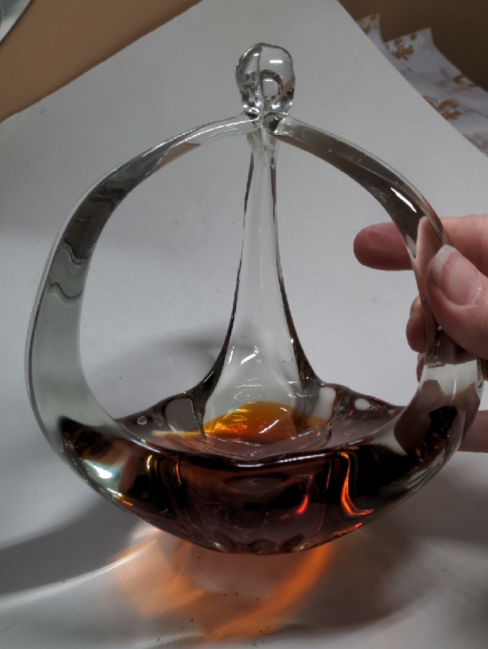 Vintage Amber Art Glass Decor – Sculptural Hand‑Blown Centerpiece (6.75”) - Picture 6 of 8